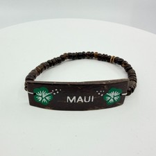 Maui Tropical Wood Bead Bracelet Boho Surf Beach Stackable Statement Accessory