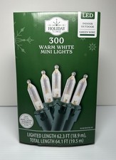 Holiday Time - 300 LEDs Warm White Christmas Lights Indoor, Outdoor - NEW 
