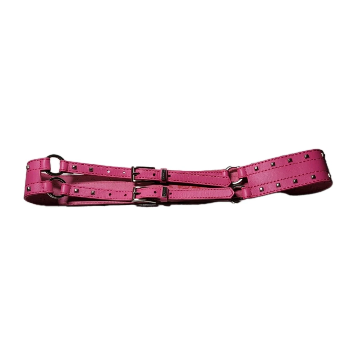 PEPE JEANS LONDON BELT PINK  GENUINE ITALIAN LEATHER DOUBLE BUCKLE METAL STUDS The Peep Belt is now available! Preorder ends June 7th One  main image 2