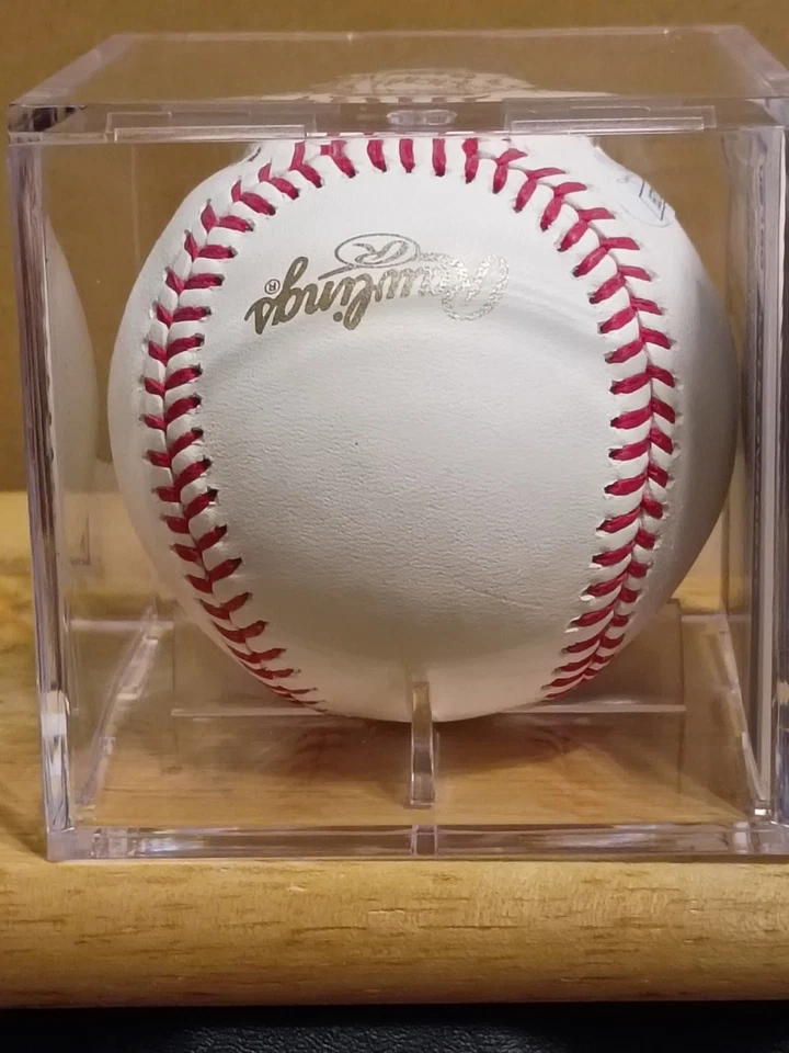 LYLE OVERBAY New York Yankees Firmado 2001 Serie Mundial Logo Béisbol (JSA) Foto 3 de 4