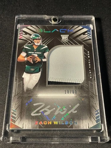 2021 Panini Black Rookie Patch Autographs Zach Wilson #202 Silver /60