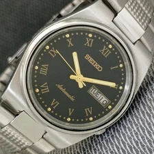 GENUINE VINTAGE SEIKO AUTOMATIC 7019A JAPAN MENS BLACK DIAL WATCH a2168-U