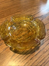 4 in vintage amber ashtray glass