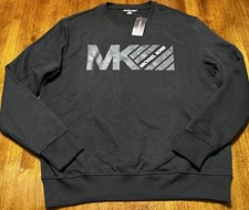 NWT Michael Kors Logo Sweatshirt Black White Spell out MK Logo Size XL MSRP 79