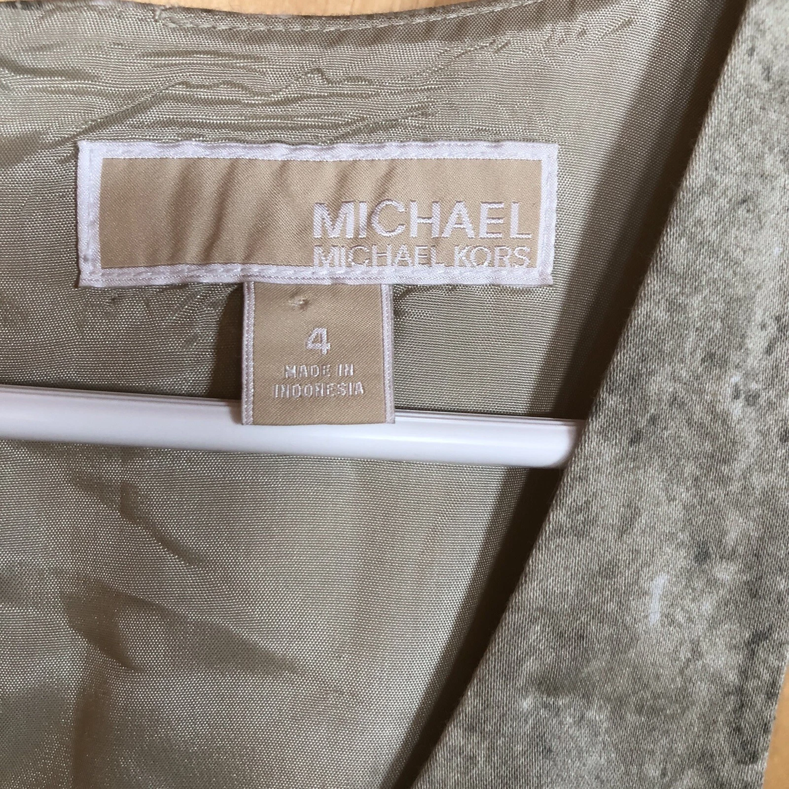 Abito midi Michael Kors senza maniche casual estivo primavera kaki pieghe donna 4