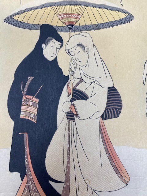 Woodblock Print : Suzuki Harunobu : Lovers Walking in the Snow | eBay