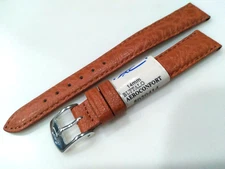 Ladies France Honey Tan Aerocomfort Buffalo 14mm Watch Band Silver Tone Buckle 