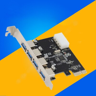 PCI-E Express to 4 Port USB 3.0 Expansion Card Adapter 1 to 4 PCIE Splitters NEW