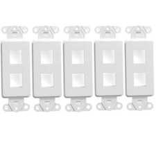 White 2-Port Keystone Jack Wall Plate Insert HDMI RJ45 Cat 6, Ethernet 5 Pack 