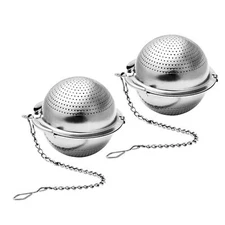 2pcs Stainless Steel Loose Mesh Ball Tea Leaf Strainer Infuser Herb Spice Filter