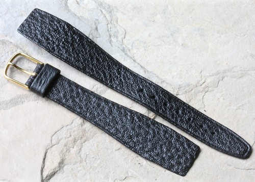 Correa de reloj de punta abierta Hirsch 20 mm negra silla de montar de cuero vintage - Imagen 2 de 3