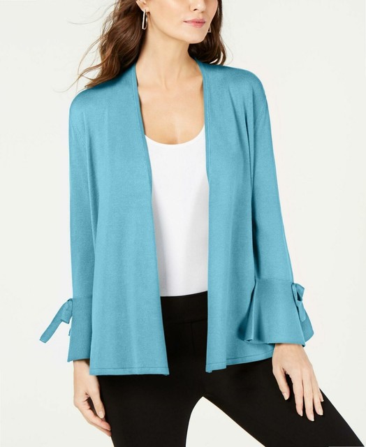 Alfani Womens Blue Tie Sleeves Open 