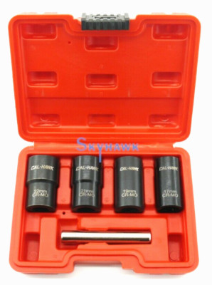 5Pc 1/2  Drive Twist Socket 17 19 21 22mm For Wheel Lock Nut Damaged Removal Set