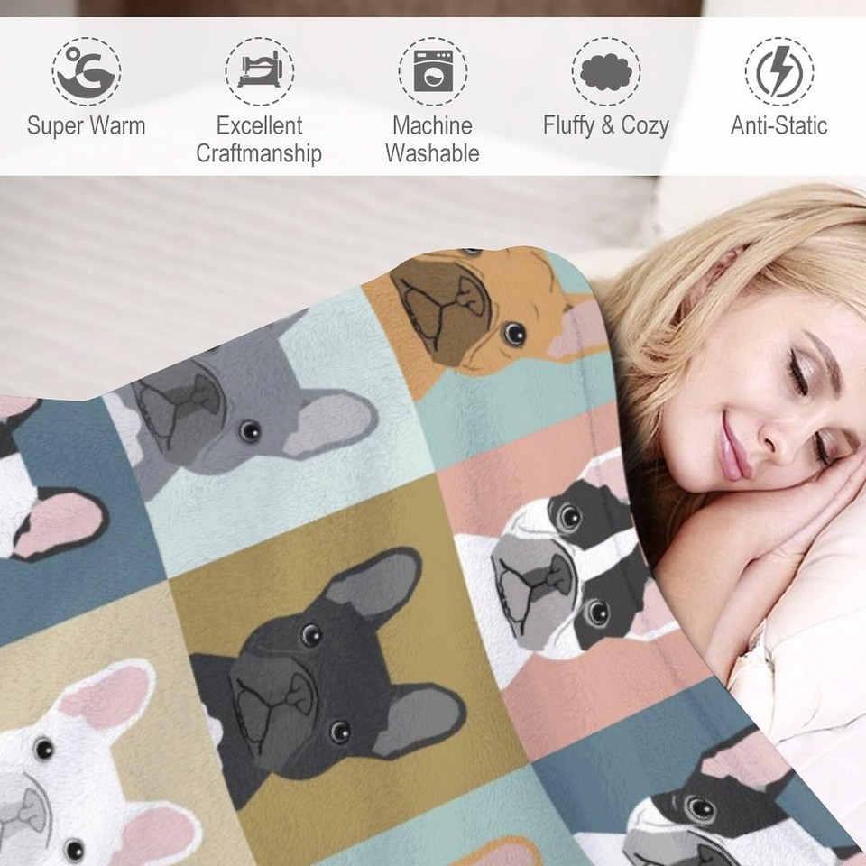 French Bulldog Dog Blanket for Boys Girls, Bulldog Dog Lovers Gifts