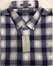 New Daniel Cremieux Casual Short Sleeve Shirt Lavender Plaids Size L $18.50