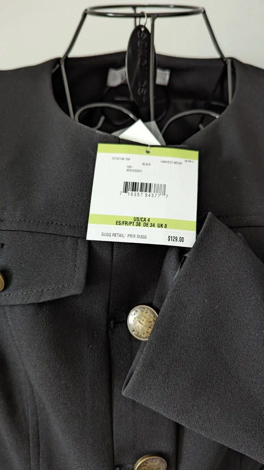 Kasper Ladies Black Smart Occasion Jewel Neck Blazer UK 8 New With Tags 4 Button - Image 2 of 3