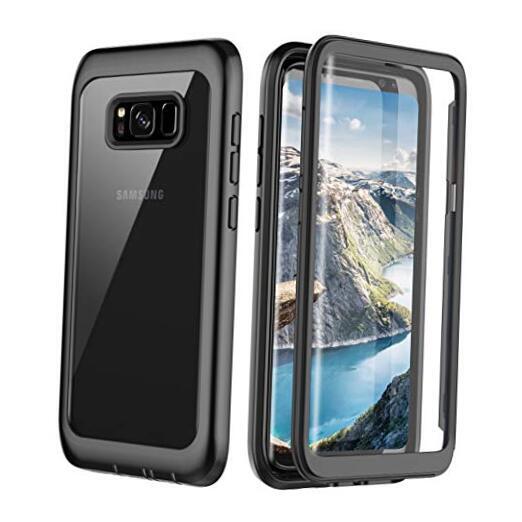 Samsung Galaxy S8 Plus Case, Full Body Bumper Case Built-in Screen Black/Clear