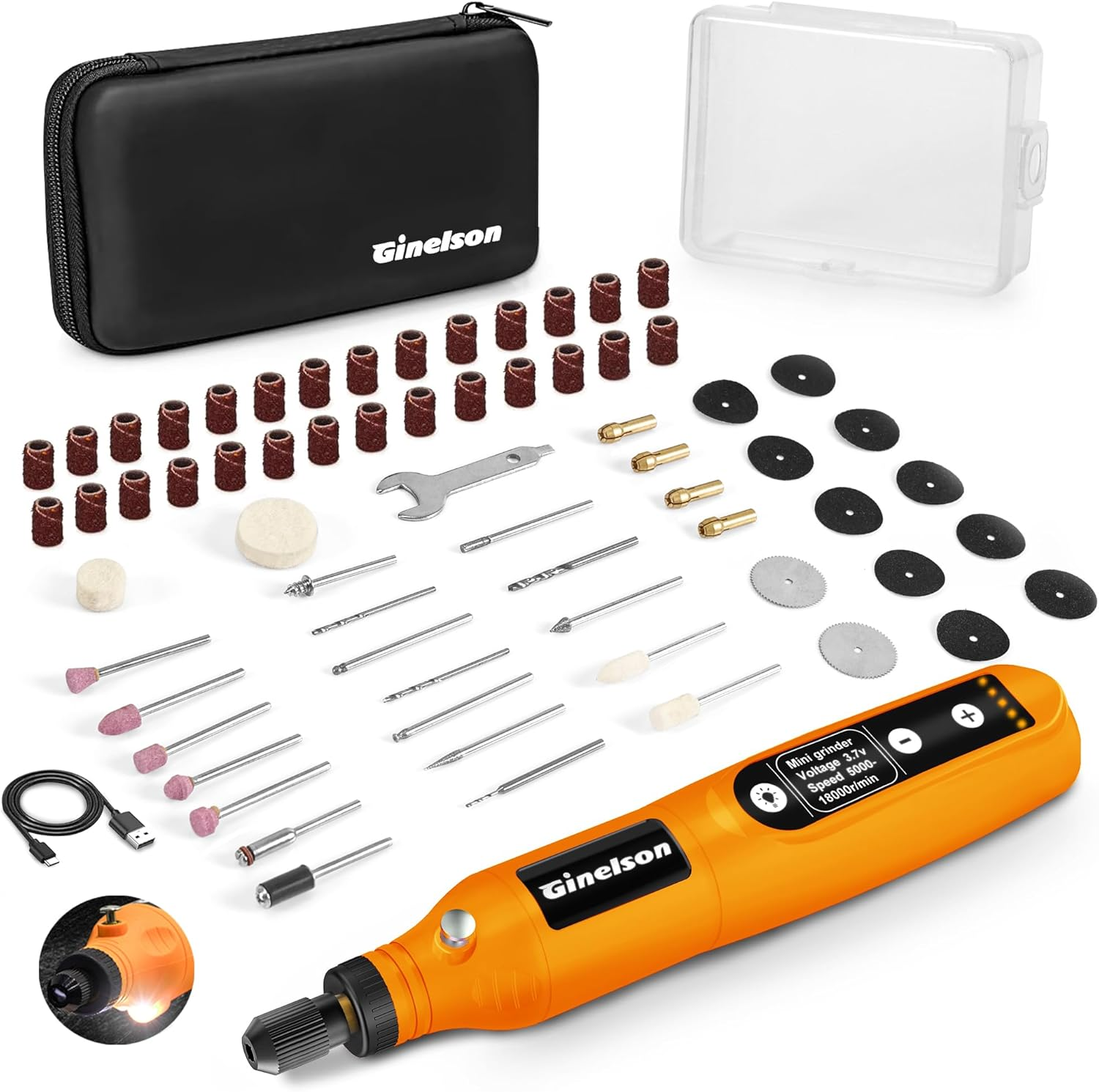 Cordless Rotary Tool with 2000mAh Battery 5-Speed USB-C Charging