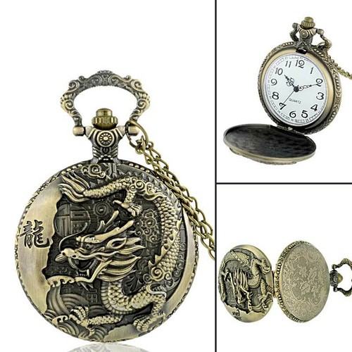 Antique Retro Quartz Pocket Watch Chain Vintage Necklace Pendant Men's Gift New - Picture 57 of 115