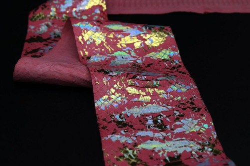 Spalash Snake Skin Hide Leather Snakeskin Craft Supply Metallic Pink - Picture 4 of 4