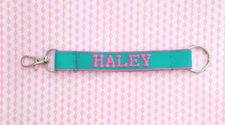 Keychain Small Double Sided Embroidered Haley 7 in Clip Key Ring