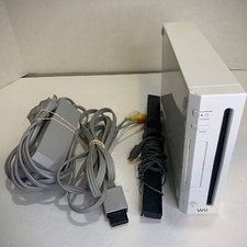 Nintendo Wii Console, Power Plug, Video Cable, and Sensor Bar