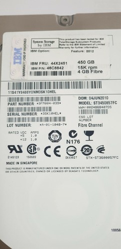 IBM 450GB 15K 3.5" FC Hard Disk Drive 44X2451 46C8842 Feature:5512 - Picture 2 of 3