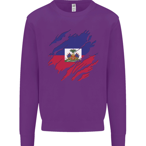 Torn Haiti Flag Haitian Day Football Kids Sweatshirt Jumper - 第 22/97 張圖片