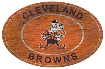 Cleveland Browns Heritage Retro Throwback Oval Large Wood ...