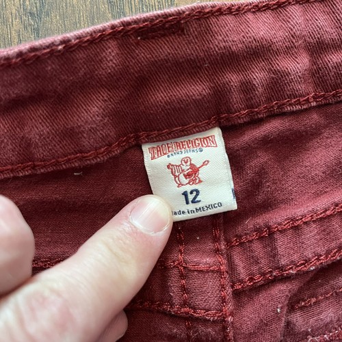 TRUE RELIGION SECTION STRAIGHT JEANS GIRLS SIZE 12 RED ACTUAL 26x27 PANTS - Picture 7 of 17