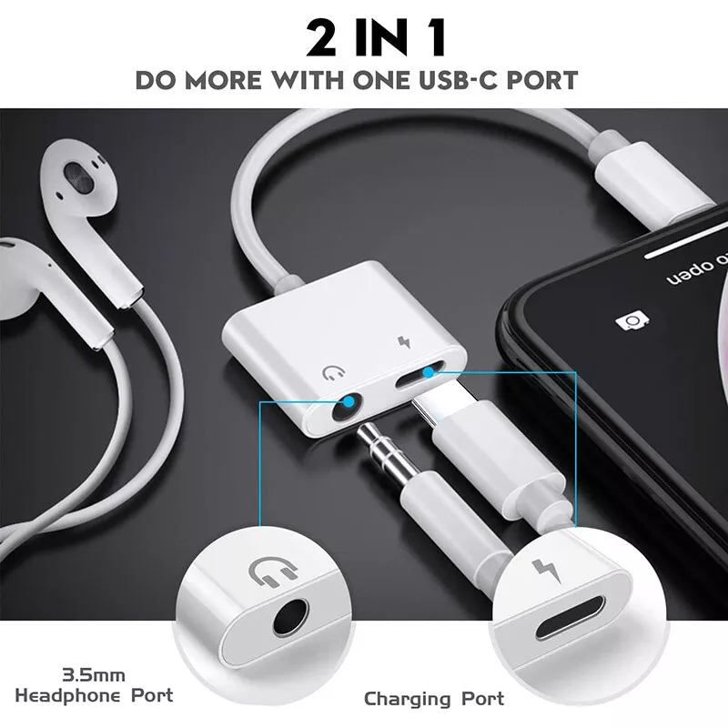 USB-C Headphone Splitter/Dongle with Mic - Audio Cables and Adapters