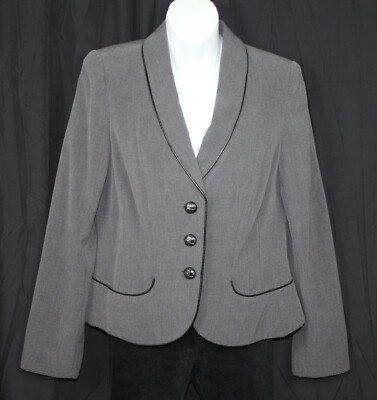 View by Walter Jacket Blazer QVC Shawl Collar Piping Details Heather Gray XS