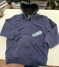 New With Tag Mack Russo Men's Sz XL Heavy Fleece Lined Hoodie Full Zip Navy Blue