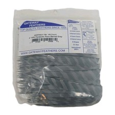 100 Pack Gateway Feathers 4" Right Wing: Parabolic Faux Barred Gray 400RPBGY-100