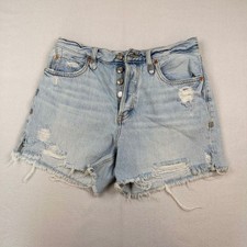 We The Free Free People Light Wash Distressed Denim Shorts Size 26 Button Fly