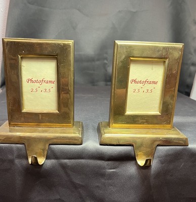 Brass picture frame Stocking Holder CHRISTMAS HOOK HOLIDAY HANGER metal