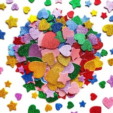280 Pcs Glitter Foam Stickers Colorful Foam Stars and Hearts Self-Adhesive St...