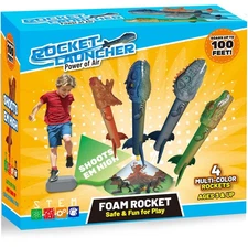 Dinosaur Rocket Launcher for Kids, 4 Rockets with Launcher Pad, Launch Up to ...