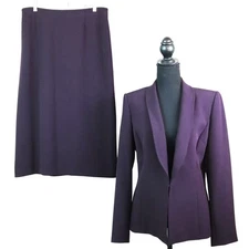 Preston & York Purple Skirt Suit 8 Eggplant Plum Business Corporate Work Career