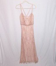 Adrianna Papell Beaded Blouson Gown Blush 300 Style 09189118 Bridesmaid sz. 6