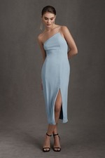 Bhldn Anamaria Georgette Light Blue One Shoulder Bridesmaid Wedding Dress 8