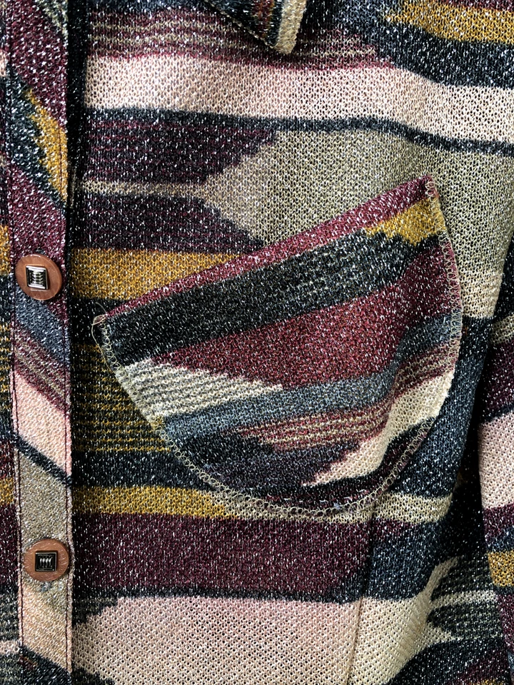 Vintage años 70 semi transparente brillante suroeste geométrico recortado botón Foto 3 de 4