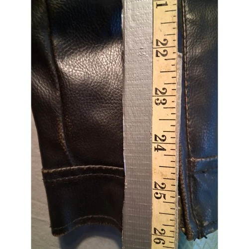 Guess Jacket Mens L Dark Brown Leather Cafe Racer Sherpa Lined Full Zip image 6