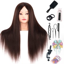 Hairdressing Training Mannequin Head 60 Real Hair with Tools and Stand Brown