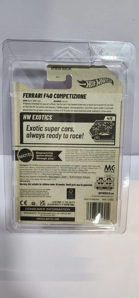 Hot Wheels Custom Ferrari F40 Competizione Wheelswapped custom card w/protector - Image 4 of 4