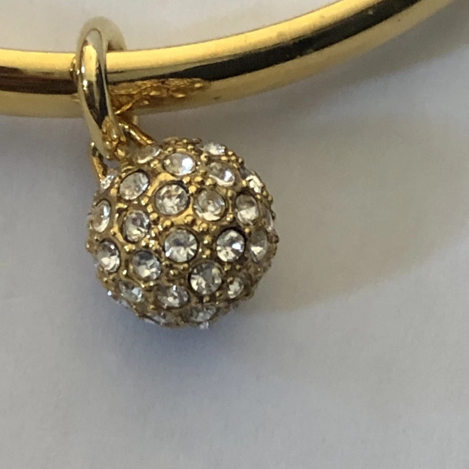 "Brazalete de oro Coach con diamantes de imitación cubierto bola encanto nunca usado 8""" Foto 4 de 4
