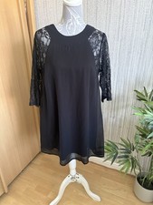 LABEL BE Ladies Black Dress Lace Detail Arms Size 12 party/ evening / cruise  
