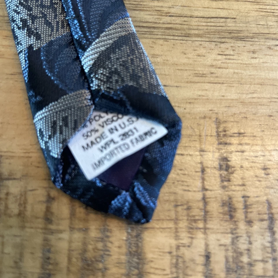 Corbata estrecha de colección Bugle Boy ~ Jacquard azul negro cítrico 54"x1,75" ¡Groovy! Foto 3 de 4