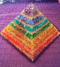 HUGE ORGONE Chakra PYRAMID, 120MM Orgone 7 Layer Copper Coil FLUORITE Pyramid