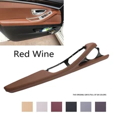 Red Wine LHD Leather Driver Seat Car Door Pull Handle For BMW F10 F11 2010-2017